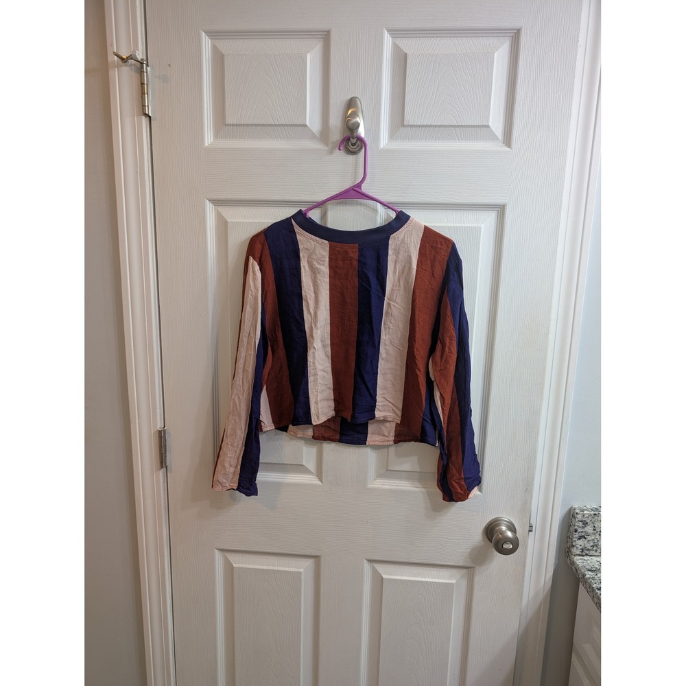 Native Youth Striped Long Sleeve Cropped Top Womens Blue Rust‎ Beige - Size XS